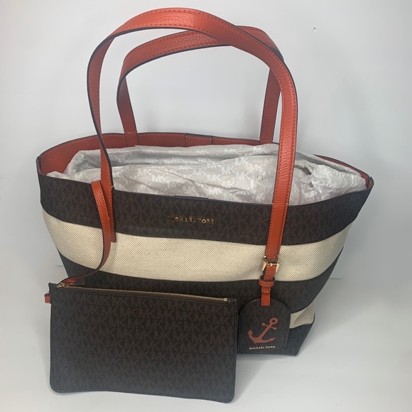 NWOT Woman’s Michael Kors Brown Orange Canvs Tote